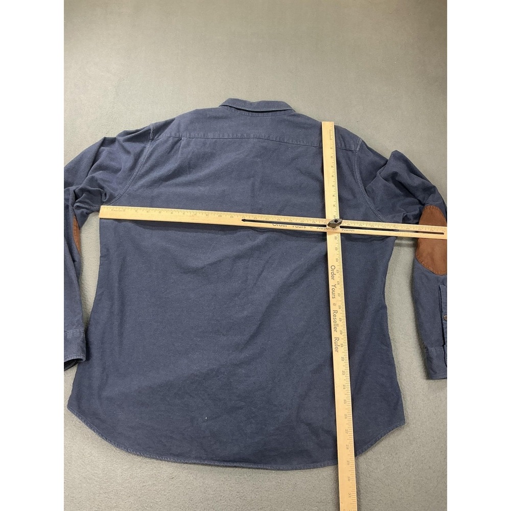 J Crew Shirt Mens XL Blue Cotton Flannel Button Down Elbow Patch preppy dad prof - Picture 5 of 8